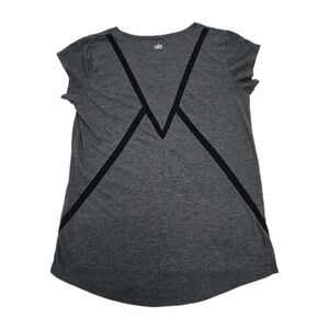 Alo Yoga Womens Small Mesh Panel Short Sleeve Performance Top Grey Cap Sleeve